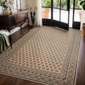 LIVEBOX Easy Jute Indoor Outdoor Rug 5x7, Black Washable Rugs for Living Room Bedroom, Non Slip Outdoor Area Rug for Patio Backyard, Farmhouse Neutral Carpet Floor Mat for Dining Room Deck Porch