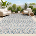 JONATHAN Y Moroccan Geometric Indoor Outdoor Area Rug 9X12 Light Gray/Navy, Ourika Textured Weave for Backyard, Patio, Porch, Easy-Cleaning, High Traffic, Pet-Friendly, Non-Shedding (SMB108A-9)