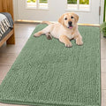 Smiry Dog Door Mat for Muddy Paws 47x32, Absorbent Dirt Trapper, Non-Slip Washable Chenille Entryway Rug for Inside Floor, Olive Green, Classic Solid