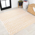 JONATHAN Y Moroccan Geometric Indoor Outdoor Square Area Rug 5X5 Cream/Yellow, Ourika Textured Weave for Backyard, Patio, Porch, Easy-Cleaning, High Traffic, Pet-Friendly, Non-Shedding (SMB108J-5SQ)