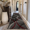 Rugshop Wavy Circles Modern Non-Shedding Runner Rug Red 2'7" x 10' | Rectangular, Size 2'7" x 10', Living Room, Bedroom, Dining Room, Home Office, Kitchen, Entryway, Hallway, Nursery, Kids Room