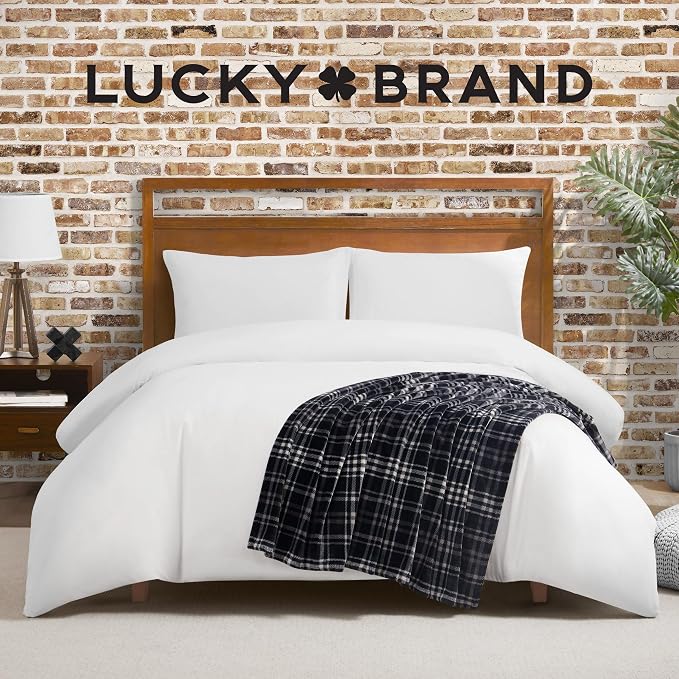 Lucky Brand Camper Plaid Black 50"x70" Cozy Plush Blanket - Premium Microfiber Throw for Luxurious Comfort and Style