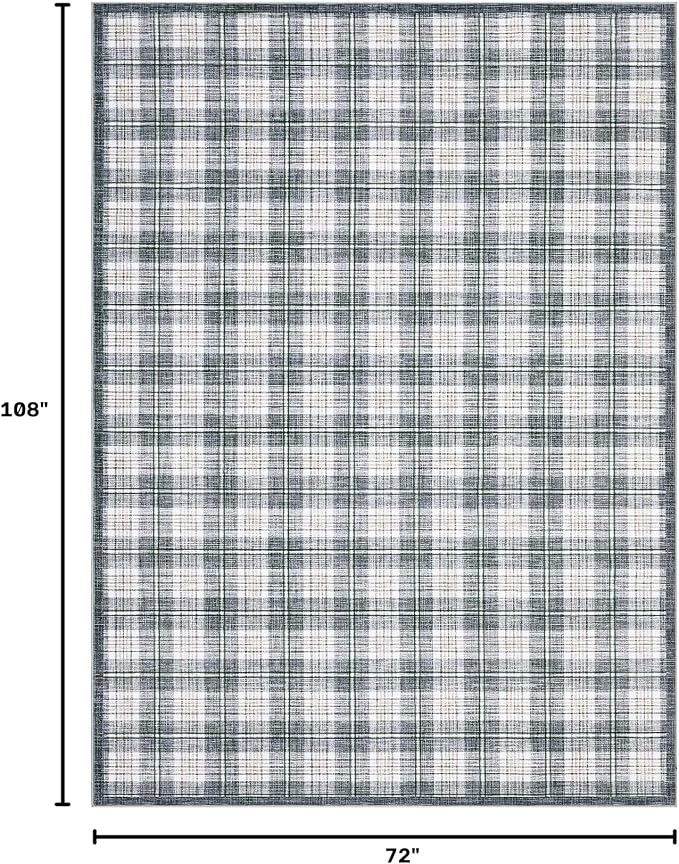 GarveeHome Checkered Area Rugs 6x9 for Living Room, Machine Washable Non Slip Backing Rug, Stain Resistant Low-Pile Indoor Carpet for Bedroom Dining Room Office Nursery Grey