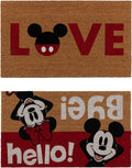 Gertmenian Disney Mickey Mouse Coir Doormat - 2x3 Welcome Mat (2-Pack), Ideal for High Traffic Areas in Front Door, Garage, Entryway - Come On in, Brown, 47534