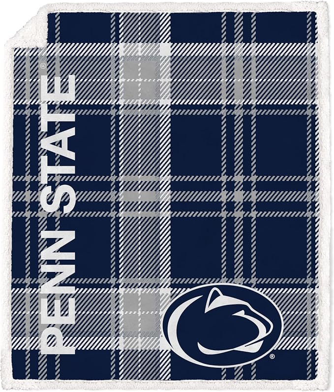NCAA Penn State Nittany Lions Playmaker Plaid Ultra Cozy Sherpa Throw