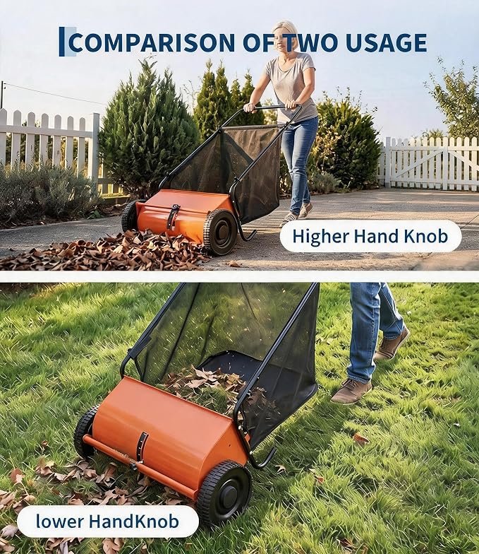 Push Lawn Sweeper, 26-Inch Width, 7 Cu. ft. Hopper Capacity, 4 Spinning Brushes