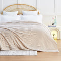 EXQ Home King Size Blanket for Bed or Couch - 3D Imitation Turtle Shell Jacquard Decorative Fleece Blankets - Cozy Soft Lightweight Fuzzy Flannel Blanket Suitable for All Seasons(90"×108",Beige)
