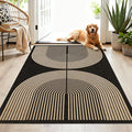 Washable Rainbow Easy Jute Rug 3x5, Black Outdoor Indoor Patio Modern Geometric Neutral Small Rugs, Woven Non Slip Thin Carpet Mat for Living Bedroom Entryway Front Door Farmhouse Doorway Kids