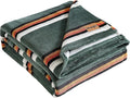 Wrangler - Twin Size Blanket, Ultra-Soft Plush Blanket, Medium Weight Cozy Bedding, Striped Americana Decor, College Dorm Room Essentials, Western Saddle Green
