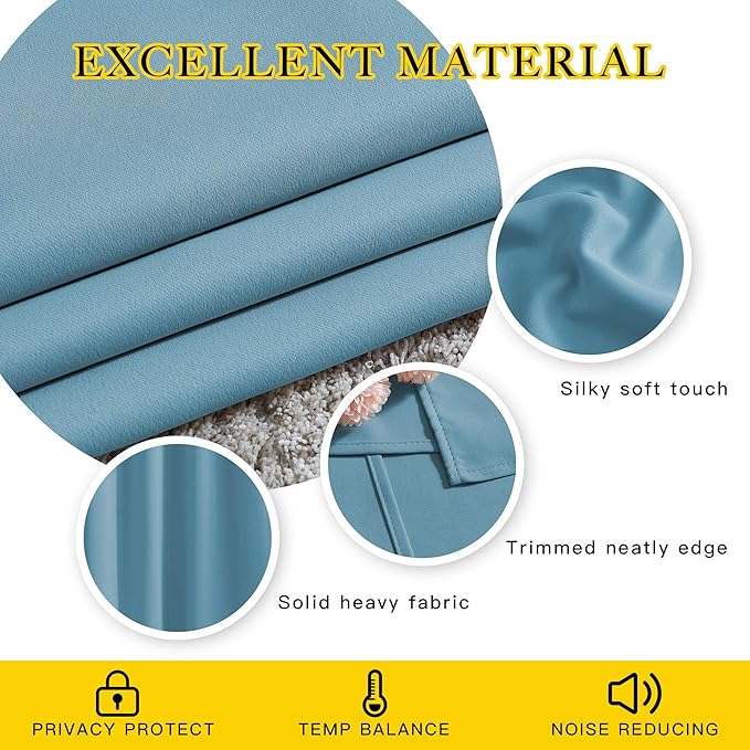 NICETOWN Room Darkening Curtain Panels - Window Treatment Thermal Insulated Grommet Light Blocking Curtains Drapes for Bedroom/Home Office (2 Panels, 46 by 54, Teal Blue)