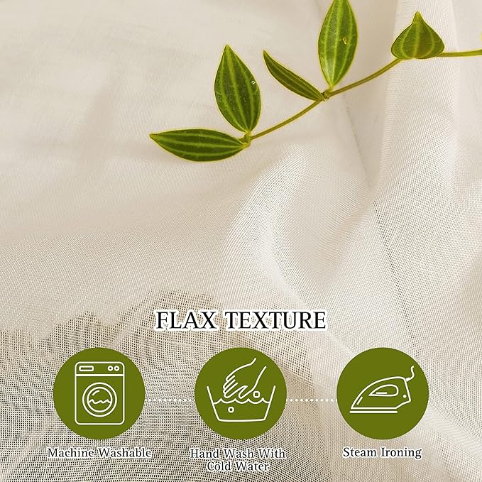 NICETOWN Sliding Door Curtains 100 Inch Extra Wide, Grommet Semi Sheer Linen - Image 5