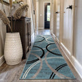 Rugshop Wavy Circles Modern Non-Shedding Runner Rug Blue 2'7" x 12' | Rectangular, Size 2'7" x 12', Living Room, Bedroom, Dining Room, Home Office, Kitchen, Entryway, Hallway, Nursery, Kids Room