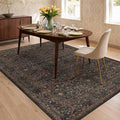 Dark Brown 6x8 Dining Room Rugs for Under Table - Washable Area Rug for Living Room, Low Pile Non-Slip Floor Carpet for Bedroom - Vintage Design & Stain Resistance