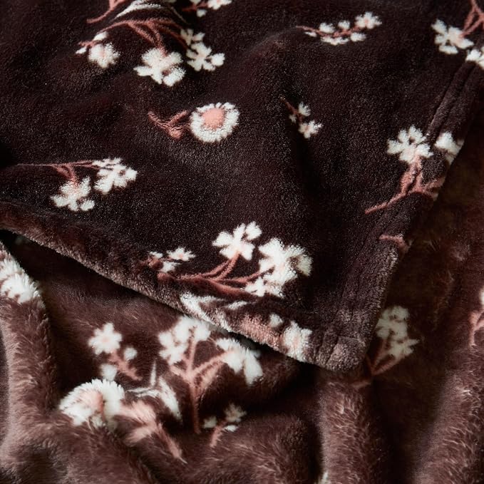 Lucky Brand Daisy Brown Floral 50"X70" Cozy Plush Blanket - Premium Microfiber Throw for Luxurious Comfort and Style