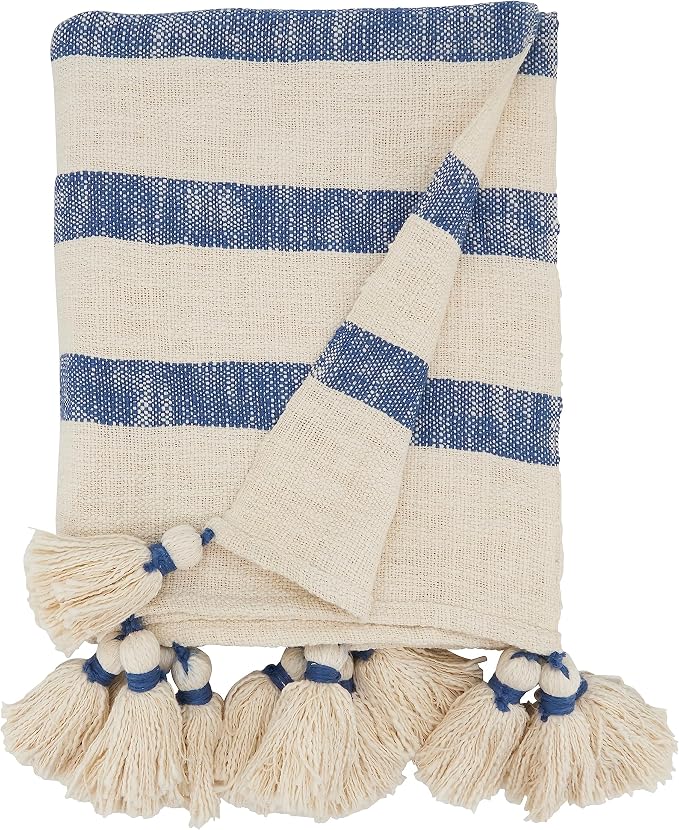 SARO LIFESTYLE Chic Tassels Stripe Throw Blanket