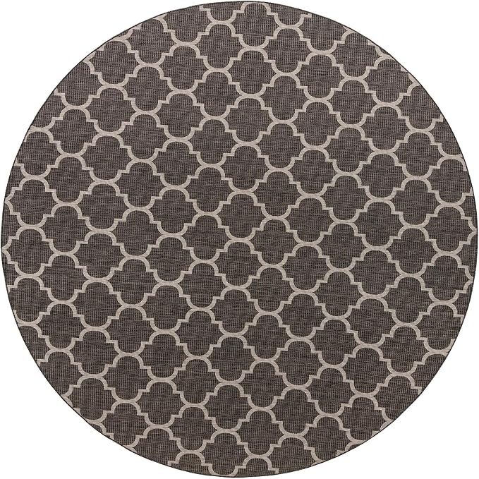 Unique Loom Outdoor Trellis Collection Area Rug - Trellis (Round 13' 0" x 13' 0", Black/ Ivory)