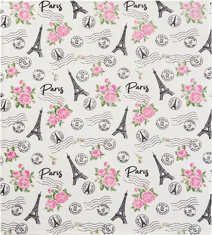 Oversized Plush Throw Blanket 60" x 70", Floral Paris Pink