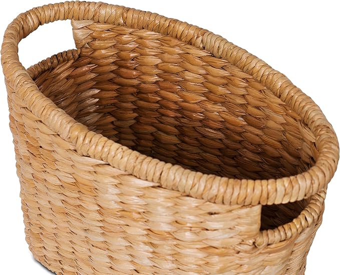 BIRDROCK HOME Sea Grass Storage Basket with Handles - Woven Sea Grass Decorative Rectangle Organizer Bin for Living Room, Bathroom, Home Decor - Suitable for Magazine, Book, Newspaper - Natural