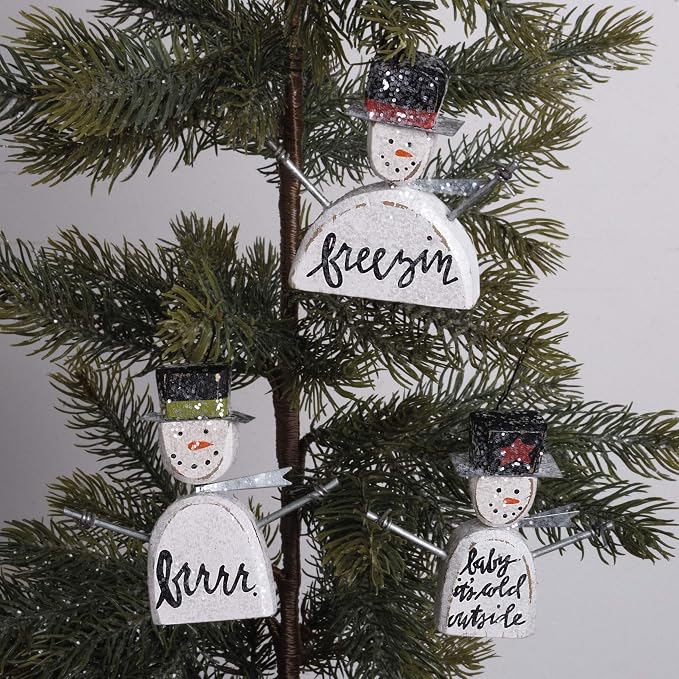 Primitives by Kathy 25299 Snowmen Vintage-Inspired Ornaments (3 Piece) (Pack of 3)
