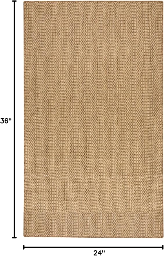 Nourison Home Courtyard Jute 2' x 3' Area Rug - Easy Clean, Non Shedding, Bed Room, Living Room, Dining Room, Kitchen (2' x 3')