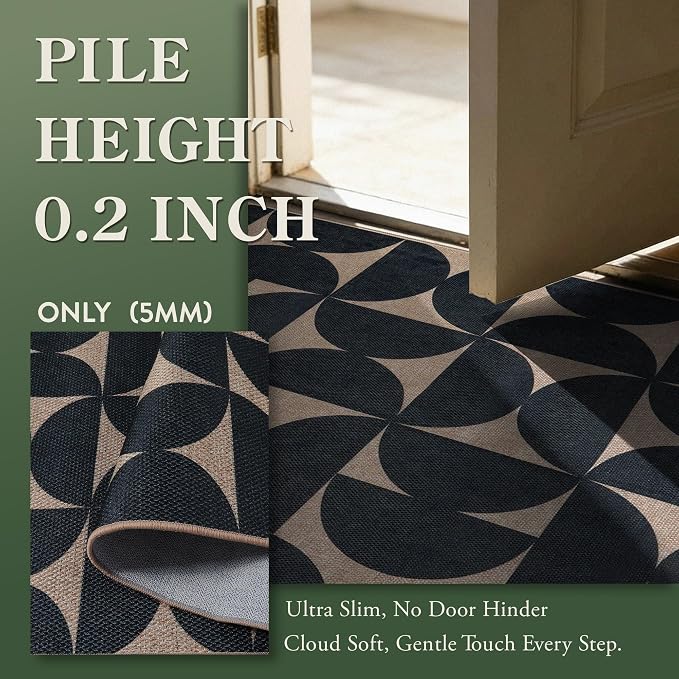 Lahome Semi Circle Easy Jute Kitchen Runner Rug, 2x6 Non Slip Runner Rug | Indoor Outdoor Non Slip Stain Resistant Carpet for Hallway Entry Laundry Room