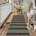 PureCozy Striped Easy Jute 2x6 Kitchen Runner Rug Black Washable Carpet for Hallway Non Slip Farmhouse Neutral Non Shedding Indoor Outdoor Long Rug Bathroom Bedroom Laundry Entryway