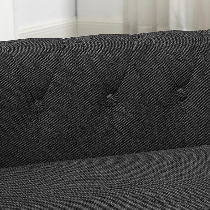38.9" Upholstery Elevated Dog Sofa with Button‑Tufted Backrest & Rolled Armrests, Pet Couch Bed with Removable Soft Cushion, Comfy Modern Deep Seat Raised Dog Bed for Living Room, Bedroom, Black