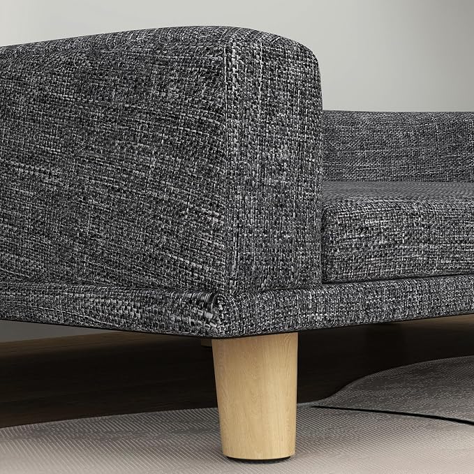 PawHut Dog Sofa Couch, Pet Bed with Comfortable Luxury Cushion, Washable Cover, Wooden Legs, Anti-Slip Mat for Large Dogs, Cats, Kittens, Dark Gray