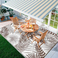 Outdoor Rug Waterproof for Patios Clearance, Reversible Outdoor Plastic Straw Rug Camping Carpet, Outside Floor Mats Large Area Rugs for RV,Patio,Deck,Porch,Beach,Balcony，10'x8',Brown&White