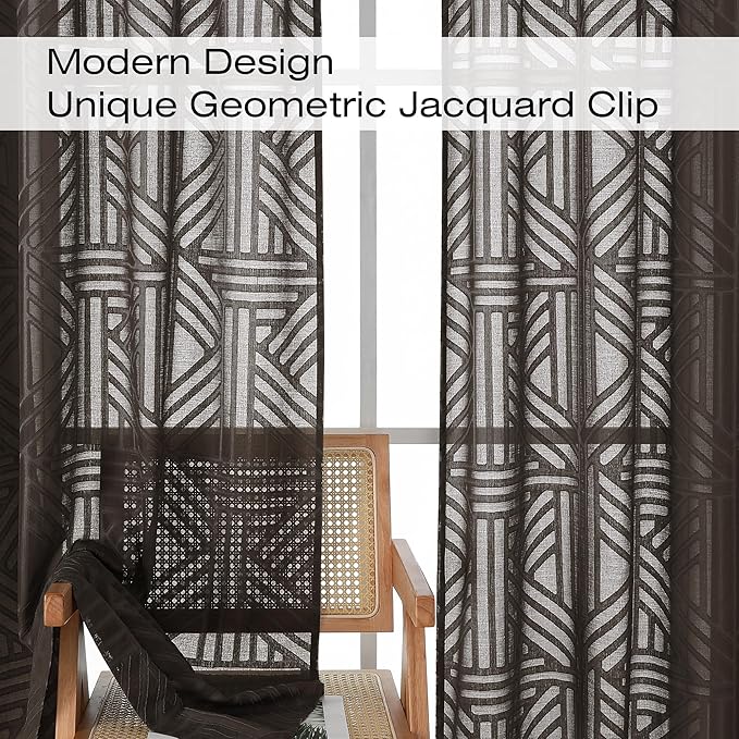 Simplebrand Chocolate Semi-Sheer Curtains, 42x96 Inch, 2 Panels, Light Filtering - Image 3