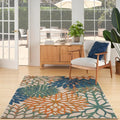 Nourison Home Aloha Blue Green 3'6" x 5'6" Area Rug - Easy Clean, Non Shedding, Bed Room, Living Room, Dining Room, Kitchen (4' x 6')