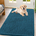 Smiry Dog Door Mat for Muddy Paws 47x32, Absorbent Dirt Trapper, Non-Slip Washable Chenille Entryway Rug for Inside Floor, Atlantic Blue, Classic Solid
