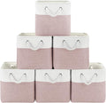 Patvingot 11-Inch Fabric Cube Storage Bins with Handles,6 Pack,Foldable | For cube shelves and closets,keeps grouped for everyday access,reinforced opening and fold-flat storage,white and pink