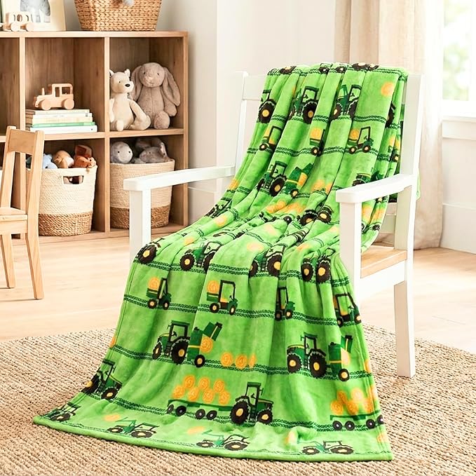 John Deere Trailer Tractor Kids Bedding Super Soft Plush Throw Blanket, 46 in x 60 in, (Officially Licensed Product) by Franco