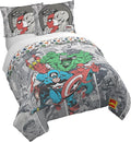 Jay Franco Duvet Cover Set – 3 Piece Comforter Cover and Sham Set, Super Soft Cozy Kids Bedding (Insert Not Included) Grey - Marvel Comics, Queen