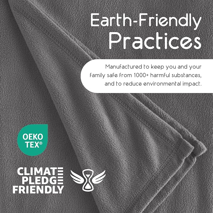 Twin Size Microfleece Fleece Blanket - Supersoft Lightweight Plush Throw for Bed, Couch, Travel & Pets - All-Season Comfort - Gray