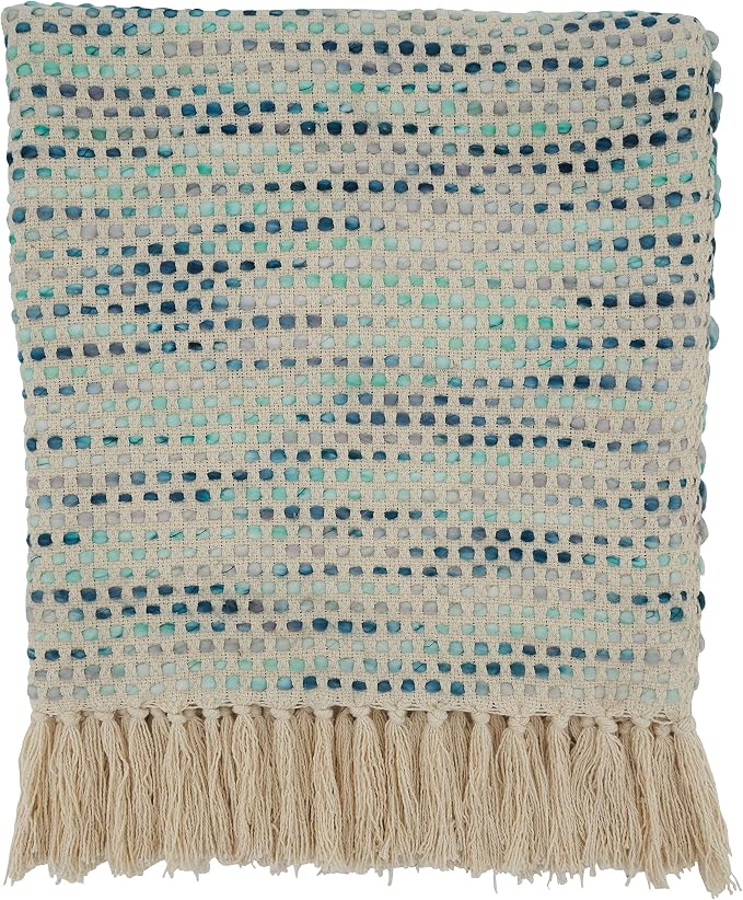 SARO LIFESTYLE Han Collection Confetti Design Throw Blanket, 50" x 60", Blue