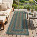 Garvee Runner Rug 2x6 Easy Jute Hallway Runner Rug Washable Non Slip Indoor Outdoor Rugs for Patio Entryway Ultra-Thin Non-Shedding Floor Mat for Laundry Bathroom Bedroom Backyard Porch Teal/Rust