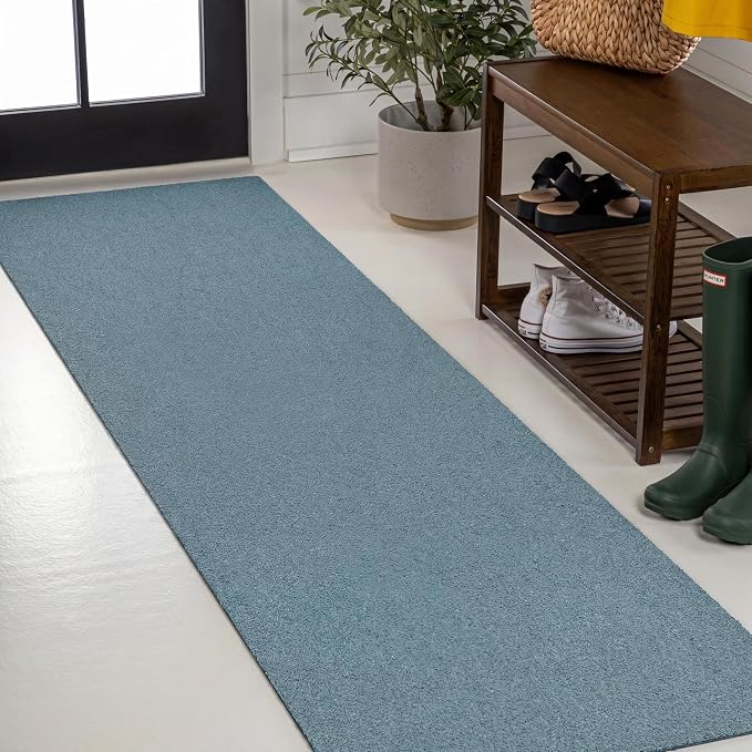JONATHAN Y Peater Classic Casual Commercial Natural Coir Coastal Blue 2 ft. x 8 ft. Doormat for Entrance, Front Door, Entryway CHG100D-28