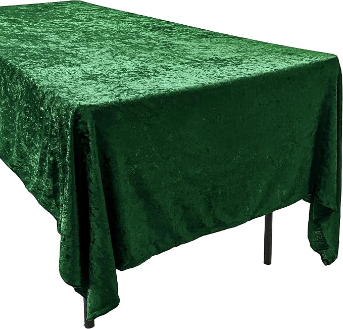 AK TRADING CO. Lush Panne Velvet Tablecloth - 60 x 102 Inch Rectangular Table Cover | Great for Buffet Table, Parties, Holiday Dinner, Wedding & Baby Shower (Hunter Green, 60 x 102 Inch)