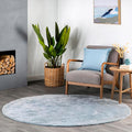 nuLOOM Loni Light Blue Solid Washable Area Rug, 6' Round