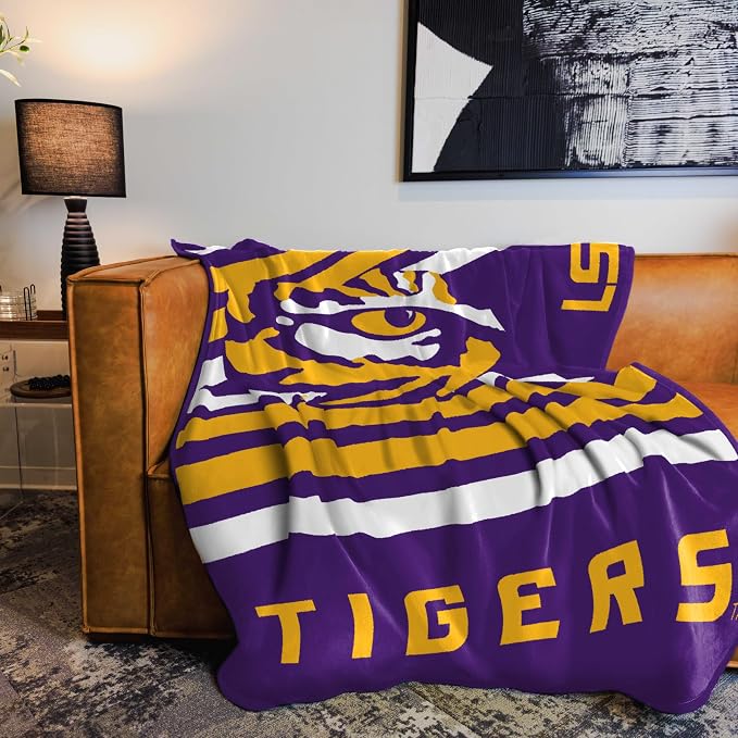 Logo Brands NCAA Raschel Throw Blanket – 50 x 60 Soft Fleece Blanket, Officially Licensed Collegiate Design, Cozy Throw for Tailgating, Game Day, & Home Décor