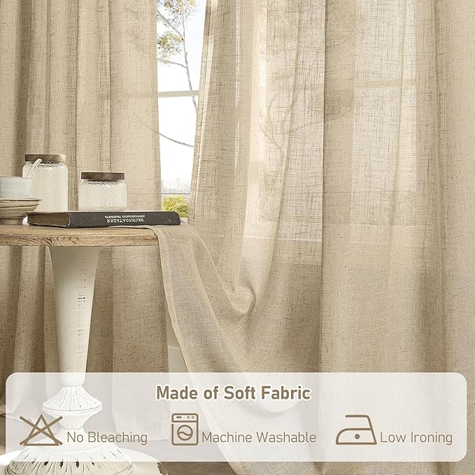 LAMIT Linen Curtains 63 inches Long - Image 8