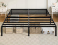 Allewie King Size Bed Frame, 14 inch Metal Beds with Storage Space, Black | Heavy-Duty Metal Platform Beds, Large Under-Bed Storage Space, No Box Spring Needed, Easy Assembly