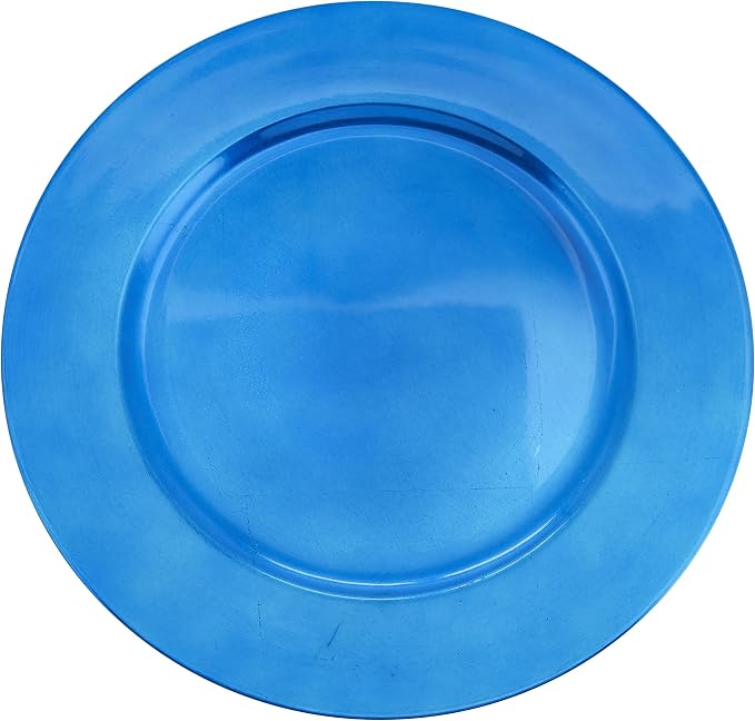 SARO LIFESTYLE Decorative Charger Plates, 13” Round Plastic Charger Plates, Set of 4 – Elegant Table Décor for Events, Weddings & Home Dining, Cobalt Blue