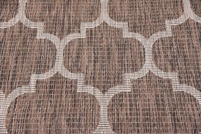 Unique Loom Outdoor Trellis Collection Area Rug (4' 1" x 6' 1" Rectangle, Brown/ Ivory)