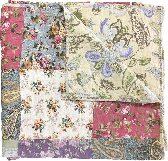 Greenland Home Blooming Prairie Quilted Patchwork Throw (Pack of 6)