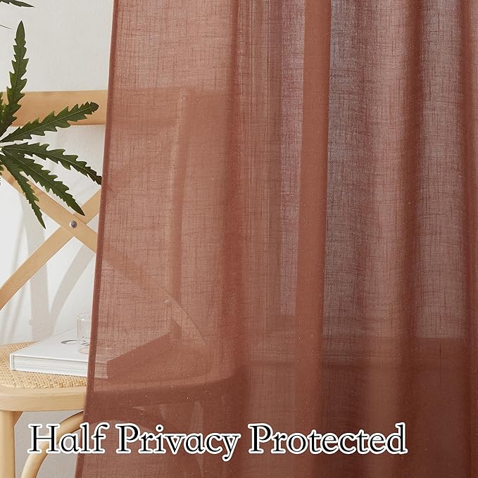 RYB HOME Flax Linen Blend Curtains 90 inches Long - Image 4