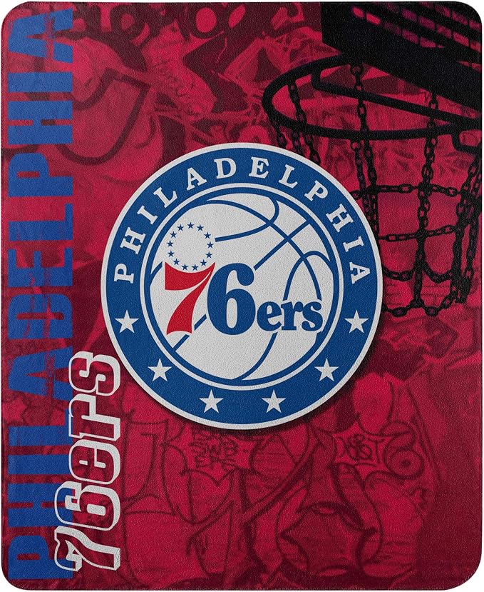 Northwest NBA Philadelphia 76ers Unisex-Adult Fleece Throw Blanket, 50" x 60", Hard Knocks