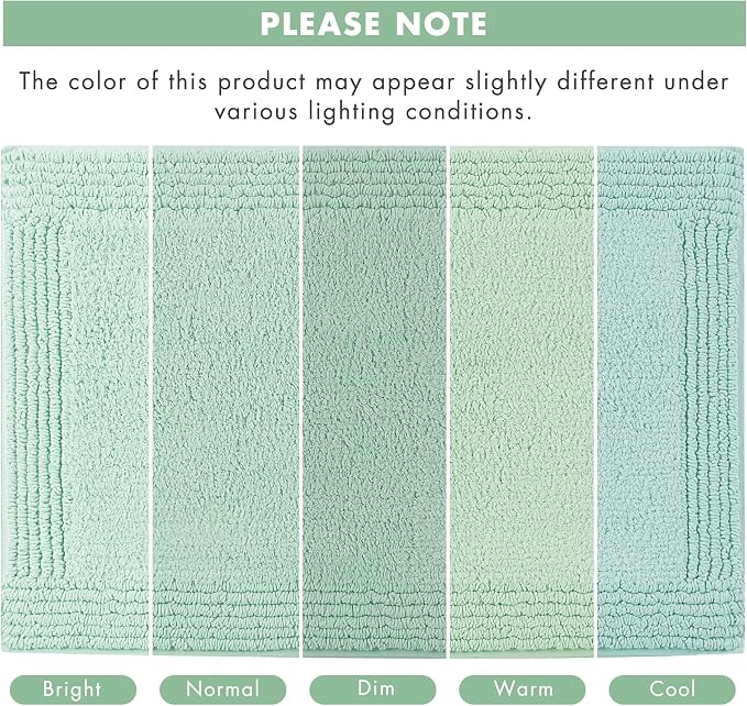 Madison Park Splendor Reversible 100% Cotton Bath Rug, 17 x 24, Green | Tufted Bathroom Mat, 3000 GSM, Hotel Quality, Luxurious Plush, Medium Pile, Absorbent, Quick Dry, OEKO-TEX, Shower Room Décor